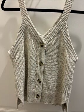 Madewell Cream Button-Front V-Neck Knit Tank